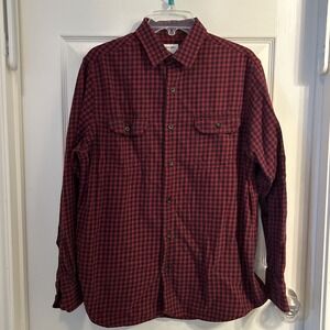 Old Navy Buffalo Check‎ Flannel Casual Button Up Shirt Mens Size Large L Red Y2K